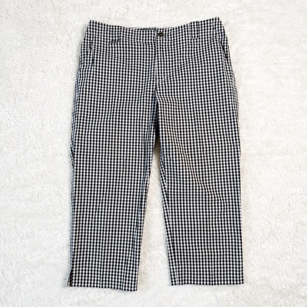 VTG Y2K 90s Lauren Ralph Lauren Woman Black White Gingham Capri Pants US6 Preppy